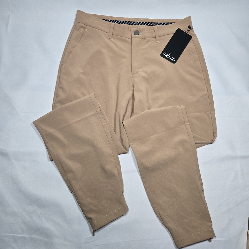 Primo Golf Joggers Men's Size 30 Reg Kahki Athletic Pants Zip ankle NWT